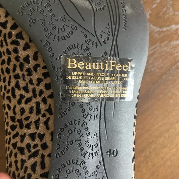 BeautiFeel Women's Black and Tan Patterned Kitten Heel Pumps Size 9 - Picture 5 of 6